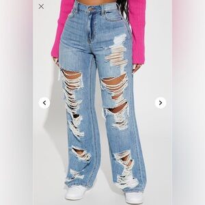 Sydney Shredded Non Stretch Loose Jeans